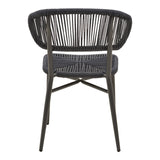 Scaun din aluminiu cu ratan, model Agus, empilabil, aluminiu și ratan, negru, 55x63x77 cm