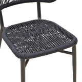 Scaun din aluminiu cu ratan, model Agus, empilabil, aluminiu și ratan, negru, 55x63x77 cm
