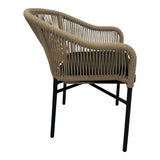 Scaun din aluminiu Legana cadru antracit-ratan, Natural, 56x66x82 cm