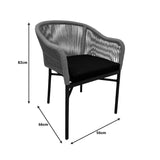 Scaun din aluminiu Legana cadru antracit-ratan, Natural, 56x66x82 cm