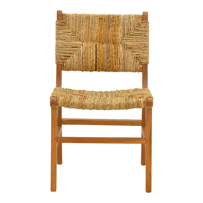 Scaun din lemn de teak și paie Refane, Lemn și Paie, Natur, 50x58x85 cm