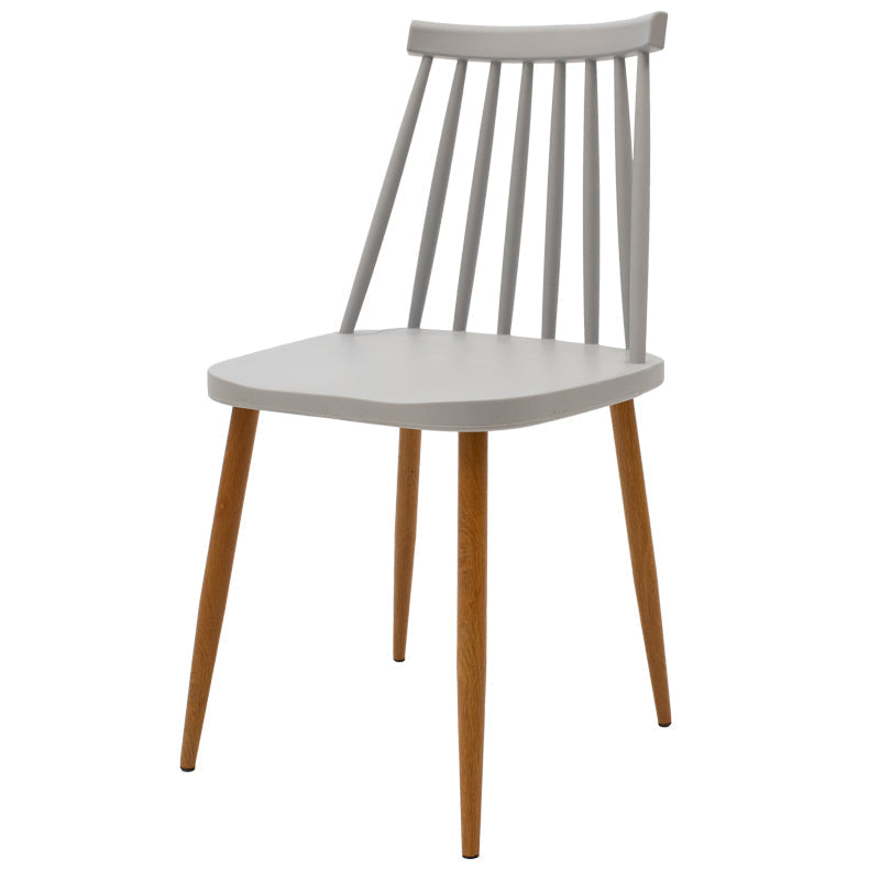 Scaun de sufragerie Aurora, Alb-Natural, polipropilena si metal, 42x50x77 cm - Gri-Natural