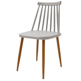 Scaun de sufragerie Aurora, Alb-Natural, polipropilena si metal, 42x50x77 cm - Gri-Natural