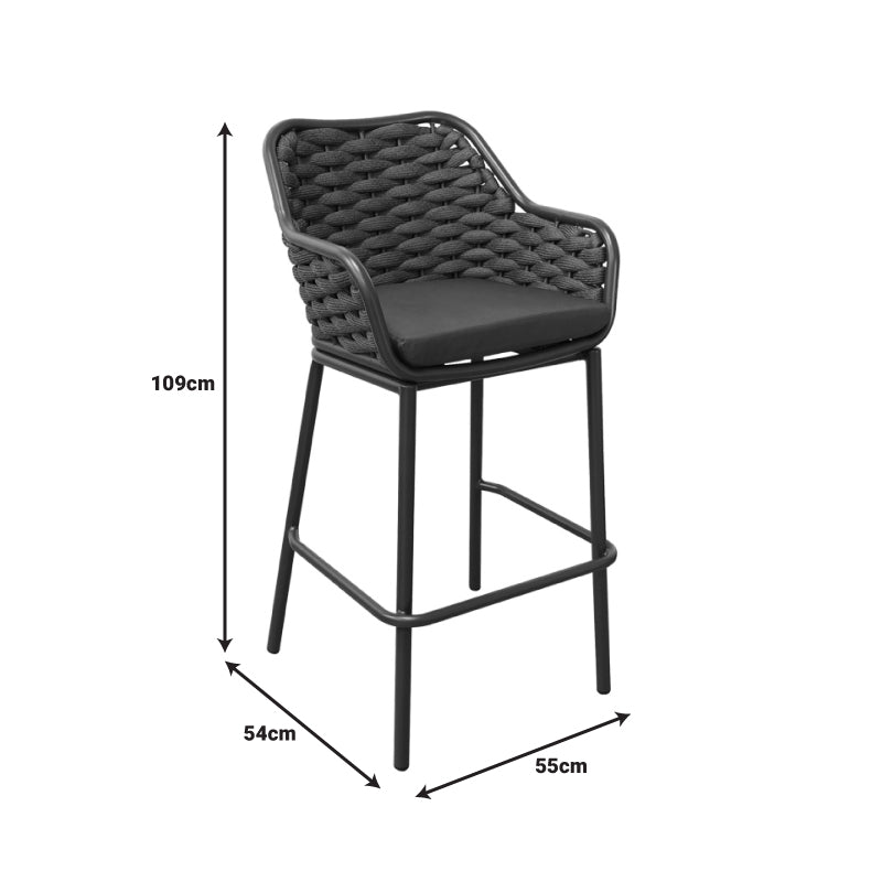 Scaun e bar Zuki, Alb - Gri, 55x54x109 cm - Alb