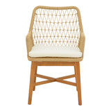 Scaun Elaiza lemn de tec si frânghie Natural cu perna, 58x60x90 cm