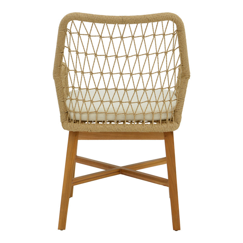 Scaun Elaiza lemn de tec si frânghie Natural cu perna, 58x60x90 cm