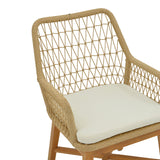 Scaun Elaiza lemn de tec si frânghie Natural cu perna, 58x60x90 cm