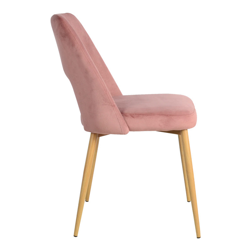 Scaun Murde, catifea si metal, 48x61x89 cm - Roz