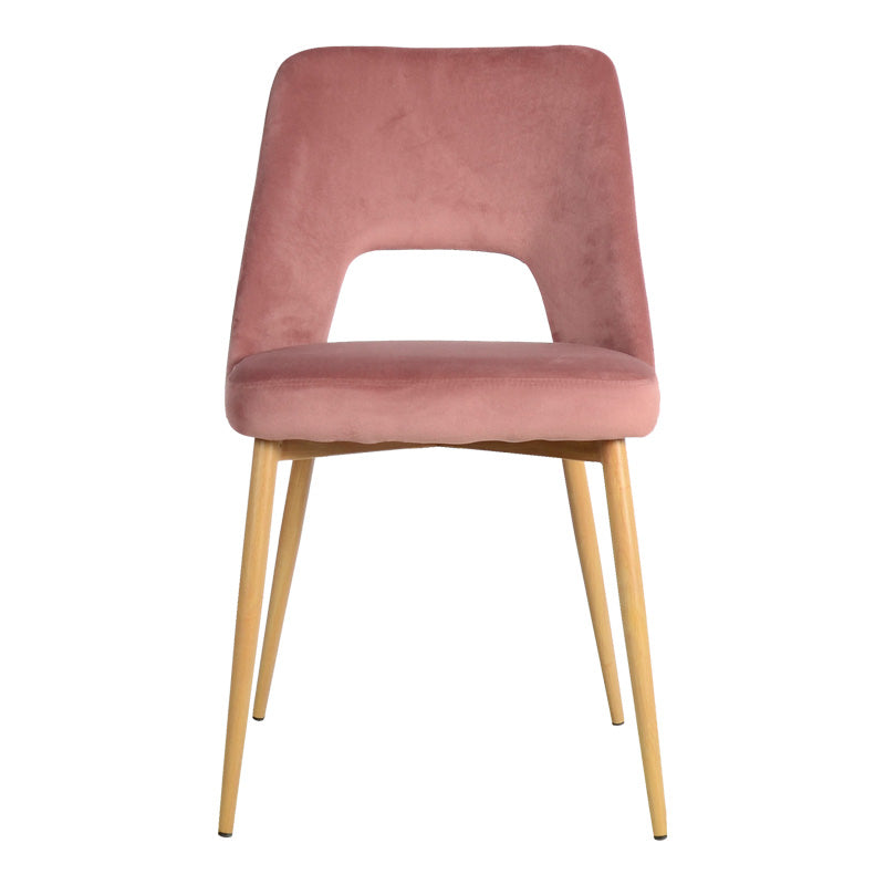 Scaun Murde, catifea si metal, 48x61x89 cm - Roz