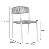 Scaun exterior Cura, aluminiu si ratan, 50x58x78 cm - Alb