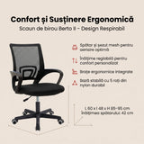 Scaun ergonomic de birou Berto II cu spatar din mesh, – roz/negru, 60x48x85-95 cm - Negru