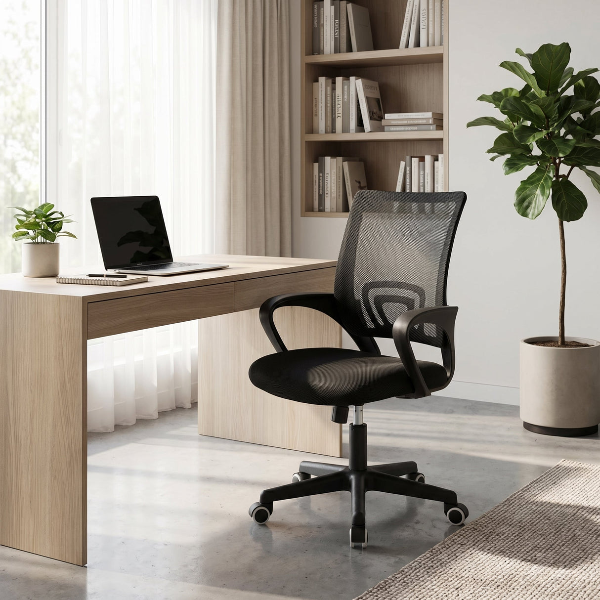 Scaun ergonomic de birou Berto II cu spatar din mesh, – roz/negru, 60x48x85-95 cm - Negru