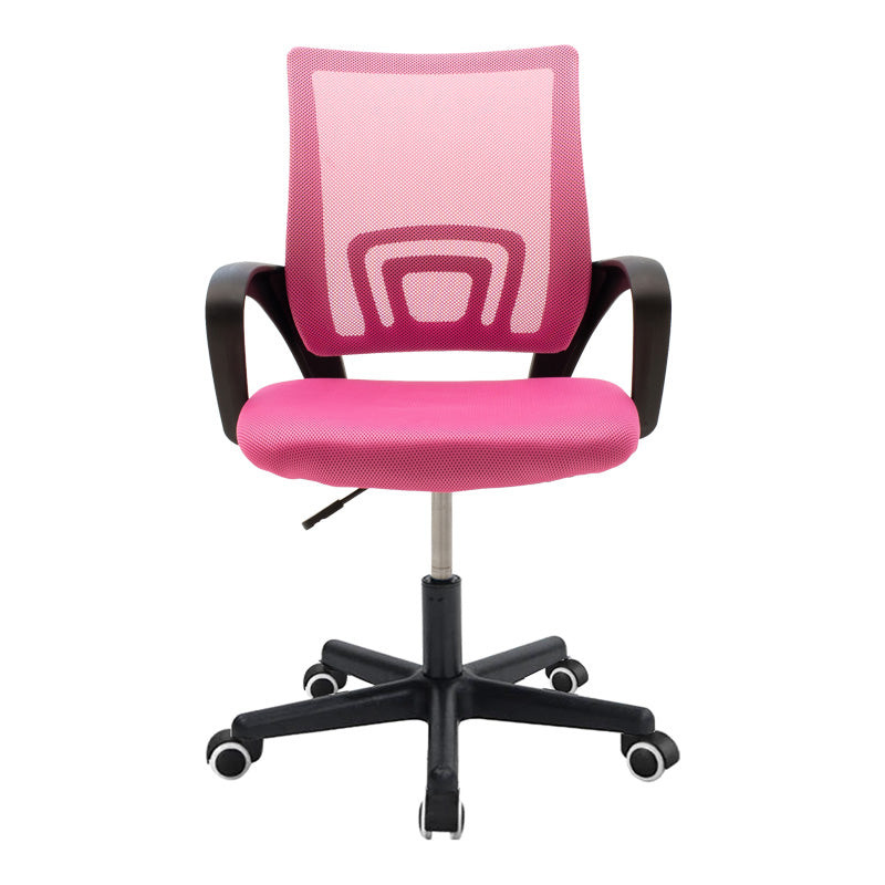 Scaun ergonomic de birou Berto II cu spatar din mesh, – roz/negru, 60x48x85-95 cm - Roz
