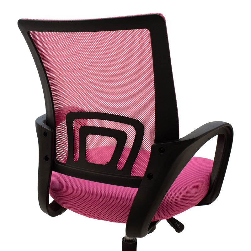 Scaun ergonomic de birou Berto II cu spatar din mesh, – roz/negru, 60x48x85-95 cm - Roz