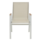 Scaun exterior Azelie Gri inchis tex Marone-picioare de aluminiu Gri inchis-brate din lemn de fag, 77x55x94 cm - Alb