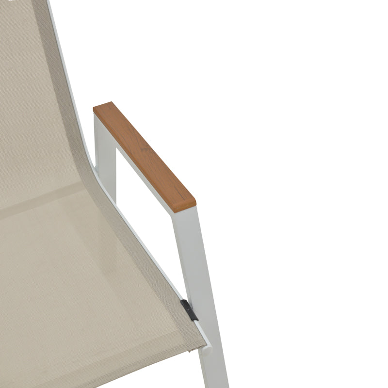 Scaun exterior Azelie Gri inchis tex Marone-picioare de aluminiu Gri inchis-brate din lemn de fag, 77x55x94 cm - Alb