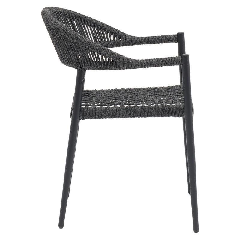 Scaun exterior Freiburg, Negru - Gri, 59x57x77 cm - Gri