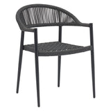 Scaun exterior Freiburg, Negru - Gri, 59x57x77 cm - Gri
