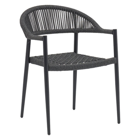Scaun exterior Freiburg, Negru - Gri, 59x57x77 cm