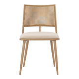Scaun Giulia rattan textil, Bej - Gri inchis, 49x52x80 cm - Bej