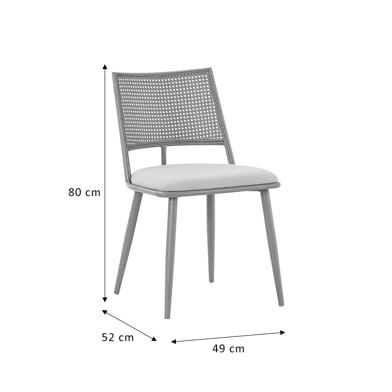 Scaun Giulia rattan textil, Bej - Gri inchis, 49x52x80 cm - Bej