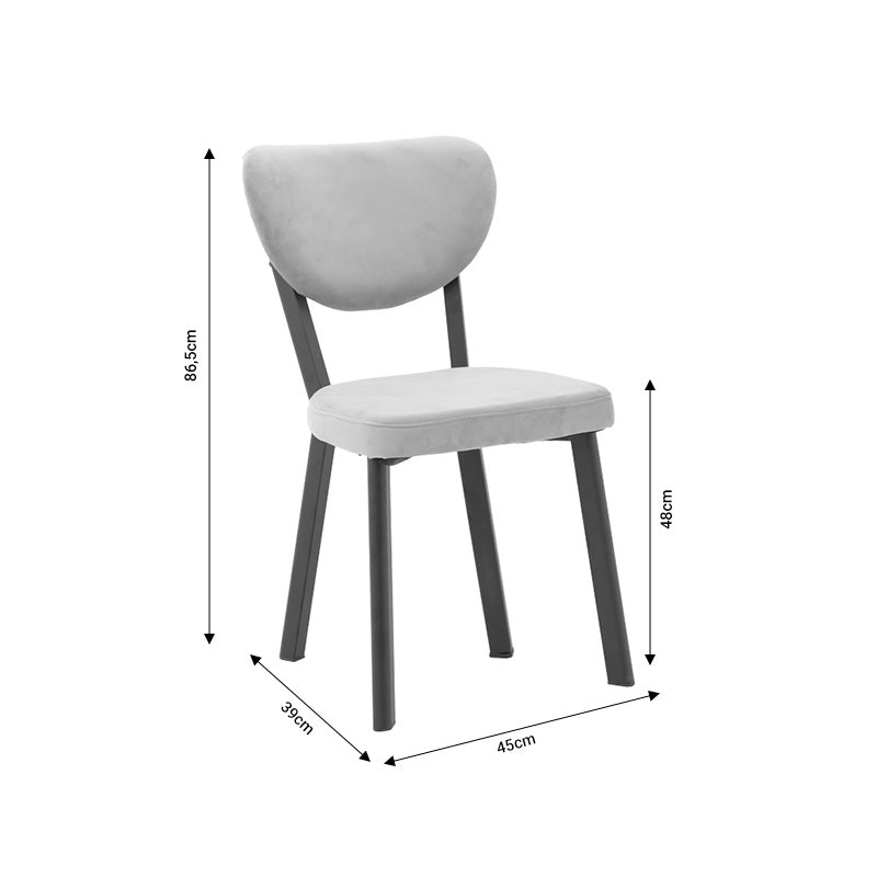Scaun Joley Gri inchis catifea-negru metal, 45x39x86 cm