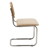 Scaun Lusy pe baza din material, bej-crom, 50x55x82 cm