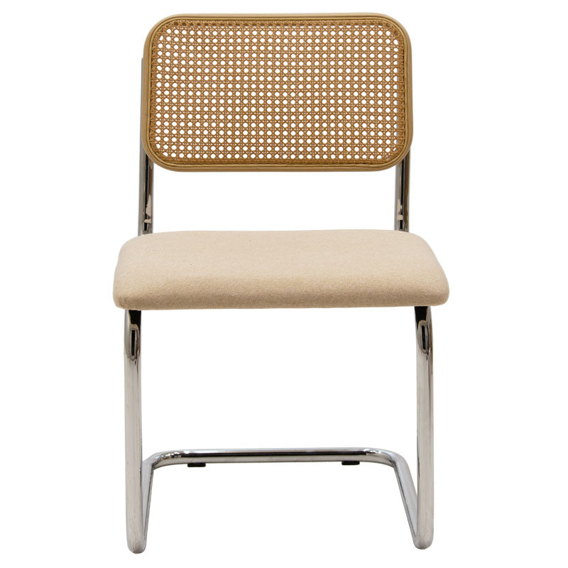 Scaun Lusy pe baza din material, bej-crom, 50x55x82 cm