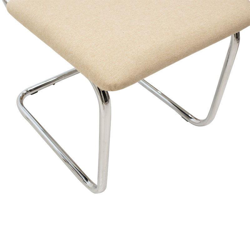 Scaun Lusy pe baza din material, bej-crom, 50x55x82 cm