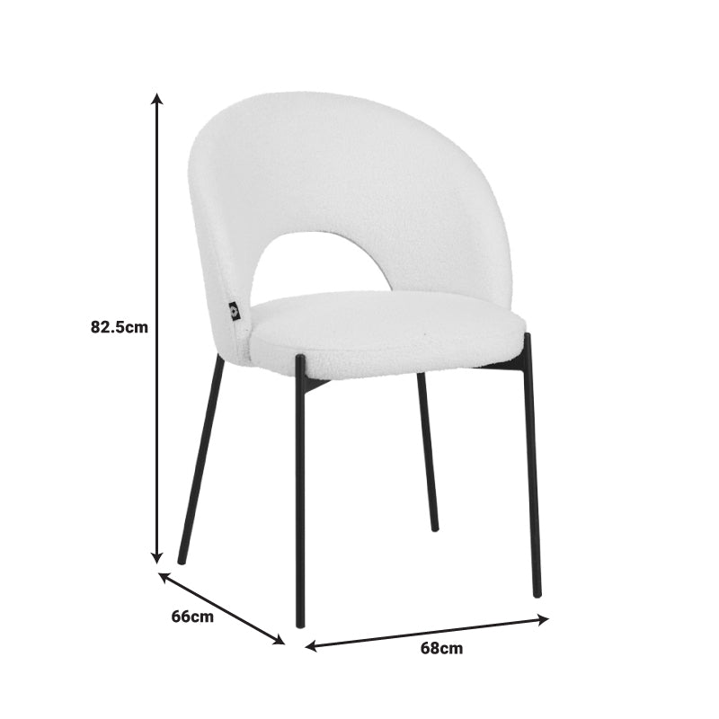 Scaun Masebo de la, Alb - Negru, 68x66x82 cm - Alb