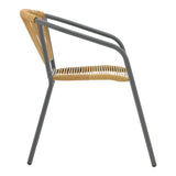 Scaun metalic stivuibil Lindaria Gri inchis si rattan PE Natural, 54x63x74 cm