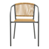Scaun metalic stivuibil Lindaria Gri inchis si rattan PE Natural, 54x63x74 cm
