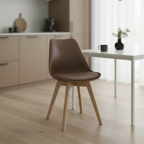 Scaun modern cu sezut Gaston, Maro, Picioare din lemn, Natural, 43x51x75 cm