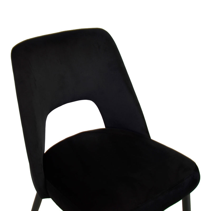 Scaun Murde, catifea si metal, 48x61x89 cm - Negru