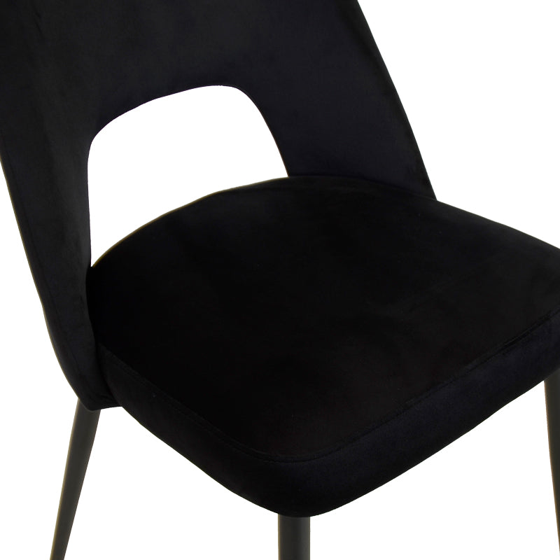 Scaun Murde, catifea si metal, 48x61x89 cm - Negru