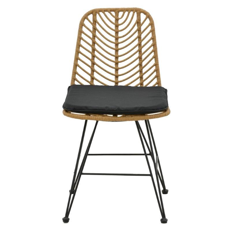 Scaun Naoki cu perna, Negru - Natural, 44x58x82 cm - Natural