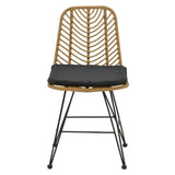 Scaun Naoki cu perna, Negru - Natural, 44x58x82 cm - Natural