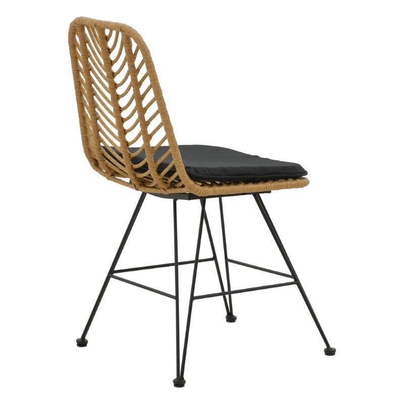 Scaun Naoki cu perna, Negru - Natural, 44x58x82 cm - Natural