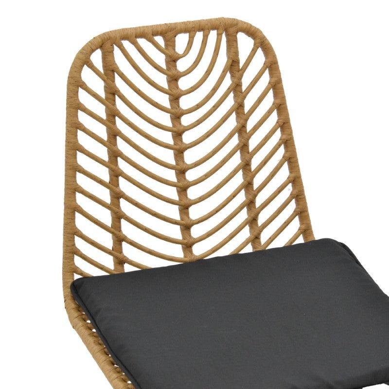 Scaun Naoki cu perna, Negru - Natural, 44x58x82 cm - Natural