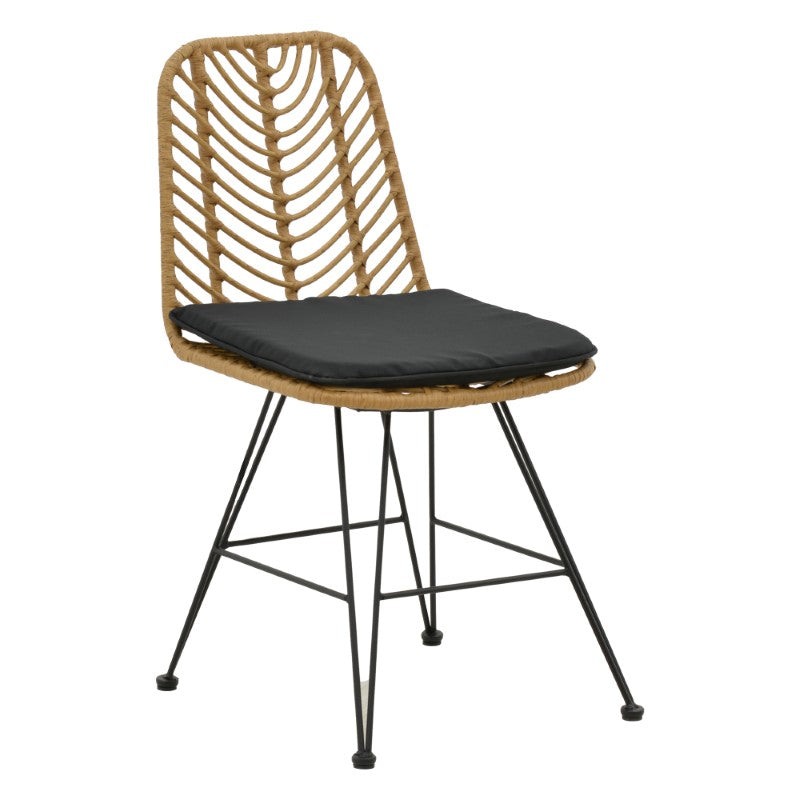 Scaun Naoki cu perna, Negru - Natural, 44x58x82 cm - Scaun Naoki cu perna, Negru - Natural, 44x58x82 cm - 286-000003