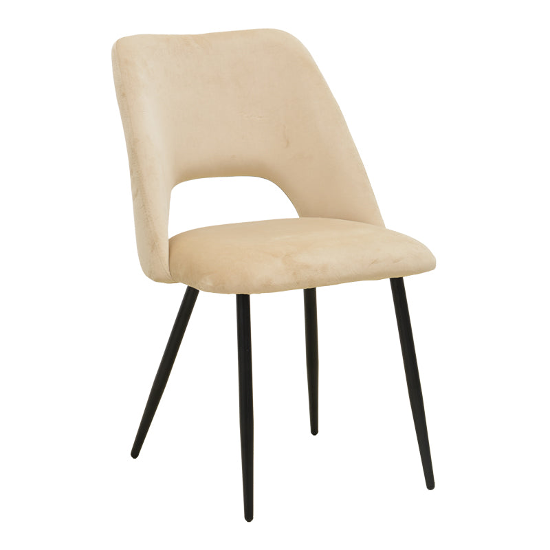 Scaun Nelda, picioare negre, catifea, Diverse culori, 44x58x82 cm - Bej | SKU: 428-000013 | Scaun Nelda, picioare negre, catifea, 44x58x82 cm, varianta Bej, produs pentru amenajarea locuinței, disponibil online în România la CasaMob