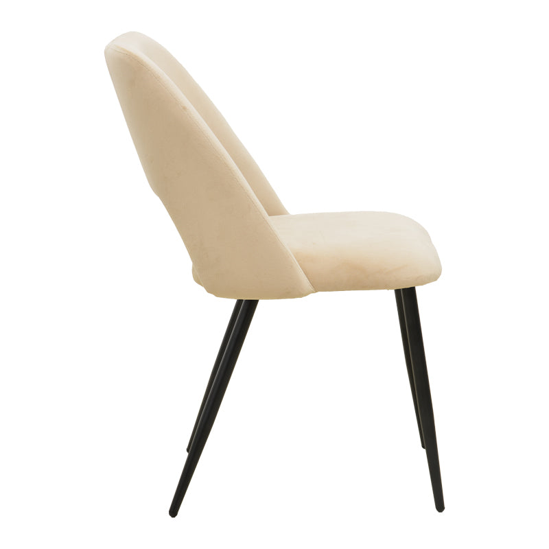 Scaun Nelda, picioare negre, catifea, Diverse culori, 44x58x82 cm - Bej | SKU: 428-000013 | Scaun Nelda, picioare negre, catifea, 44x58x82 cm, varianta Bej, produs pentru amenajarea locuinței, disponibil online în România la CasaMob