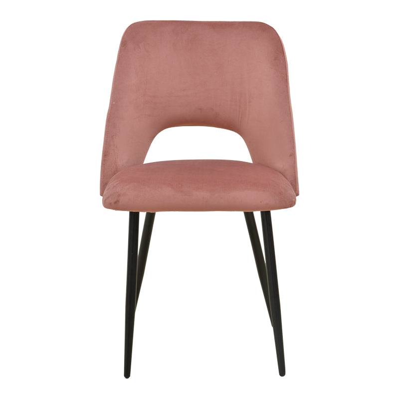 Scaun Nelda, picioare negre, catifea, Diverse culori, 44x58x82 cm - Roz | SKU: 428-000015 | Scaun Nelda, picioare negre, catifea, 44x58x82 cm, varianta Roz, produs pentru amenajarea locuinței, disponibil online în România la CasaMob