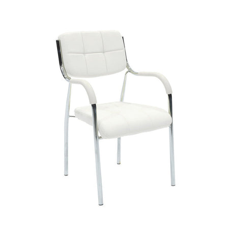 Scaun oaspete superposable Otlen pu-crom 47x45x87 cm, Alb - Negru, 45x47 cm
