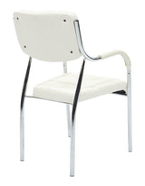 Scaun oaspete superposable Otlen pu-crom 47x45x87 cm, Alb - Negru, 45x47 cm - Alb