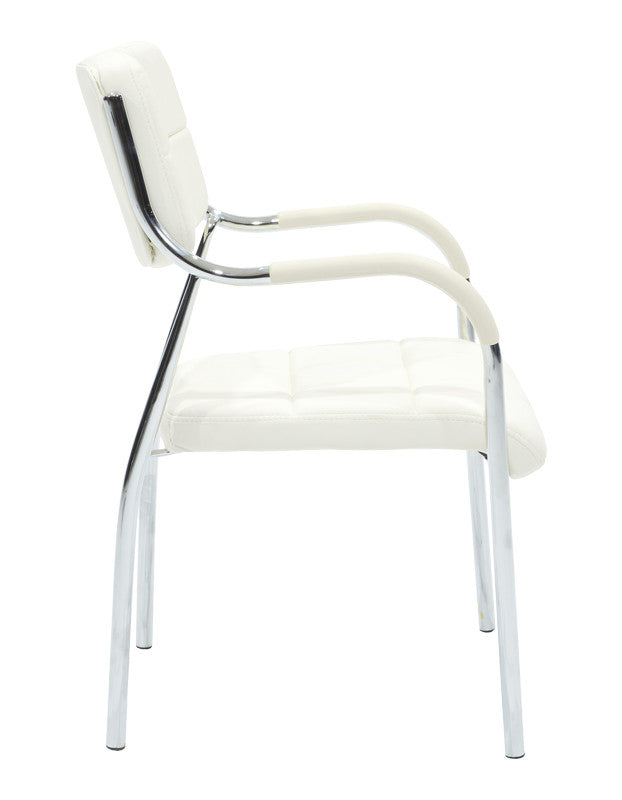 Scaun oaspete superposable Otlen pu-crom 47x45x87 cm, Alb - Negru, 45x47 cm - Alb