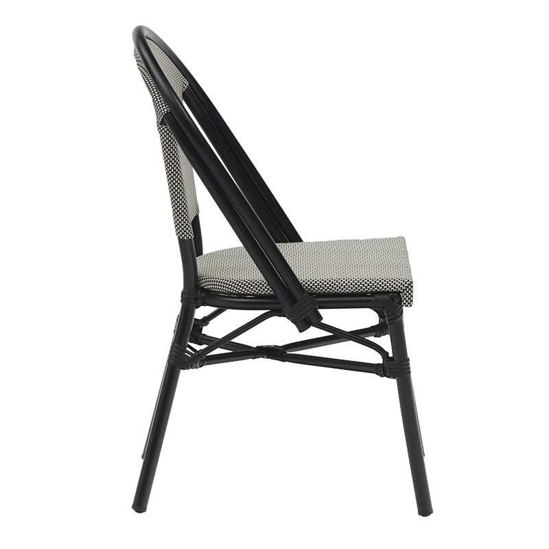 Scaun Paris aluminiu negru-textilena, Alb, 44x63x88 cm