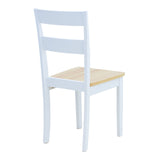 Scaun pentru sufragerie York, alb-Natural, lemn/piele eco, 39x47x89 cm