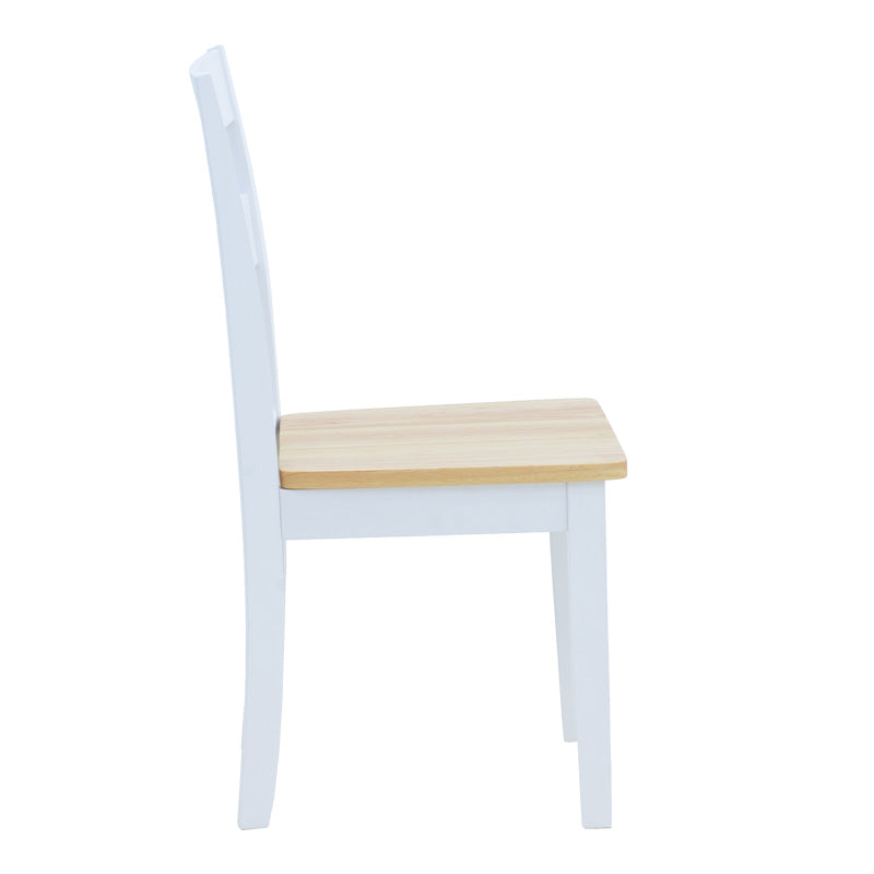 Scaun pentru sufragerie York, alb-Natural, lemn/piele eco, 39x47x89 cm