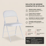 Scaun Pliabil, Alb - Negru, 46x46x79 cm - Alb